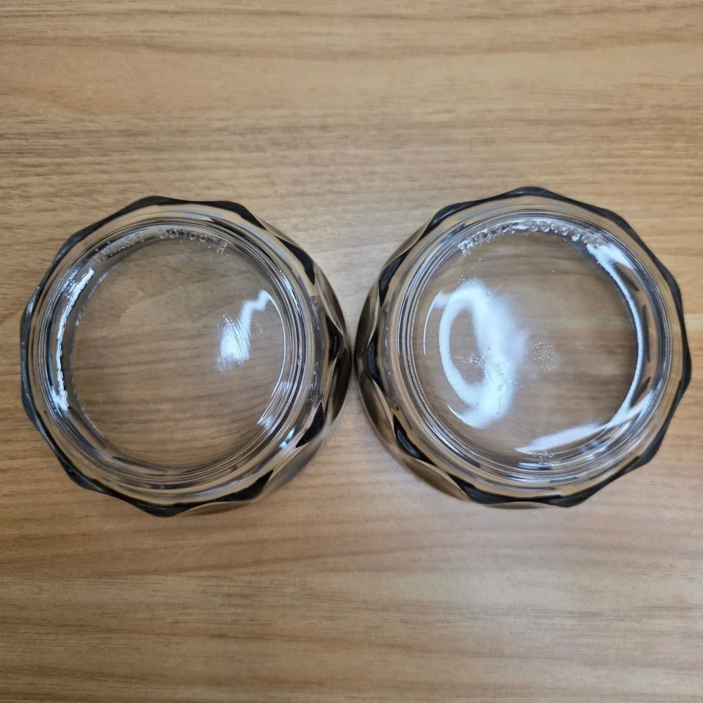 Vintage 1970's Arcoroc Thumbprint Bowls Mercury Silver‎ Color Rim Set of Two